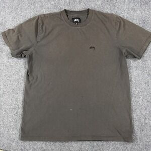 Stussy T Shirt Mens‎ Medium Sun Faded Black Gray Distressed Holes Read